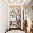 5FT Small Closet System, Baby Closet Organizer System with Wooden Drawers, 60 Inches Walk In Closet System With 5 Hanging Rods and 3 Reversible Hanging Shelving, White - color: White, size: 5 FT