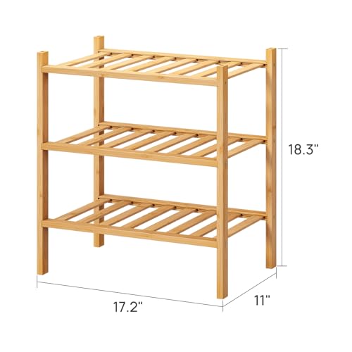 viewcare Small Shoe Rack, 3-Tier Shoe Rack for Entryway, Bamboo Wood Shoe Shelf for Closet & Hallway, Long 17.2IN | Beautiful | Functional | Sturdy | Durable - color: Natural Bamboo, size: 3-Tier_Samll