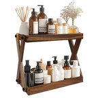 Wood Countertop Shelf Organizer, 2 Tier Wooden Shelf for Coffee Bar Accessories, Kitchen Spice Rack Organizer, Condiment Storage Caddy for Home, Office, Bathroom counter