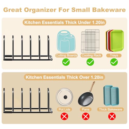 Fikoksol Cutting Board Organizer and Baking Sheet Rack, [2-Pack] Black Heavy Duty Metal Cookie Sheet Organizer for Cutting Board Storage & Plate Holder for Cabinet, Tray Dividers for Cabinets - color: 2pc Black