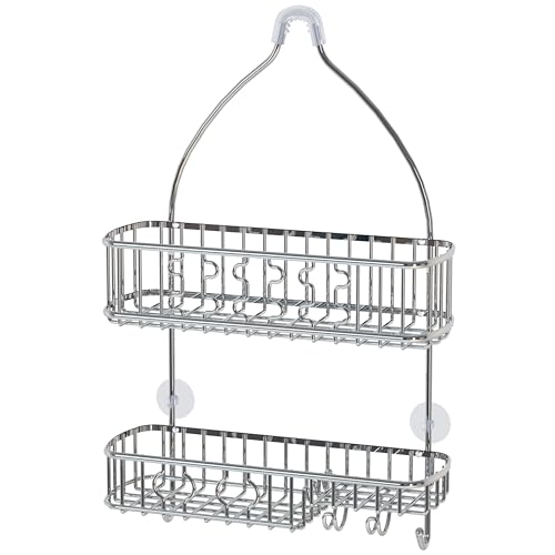 Simple Houseware Bathroom Hanging Shower Head Caddy Organizer, Chrome (26 x 16 x 5.5 inches) - color: Chrome, size: Large