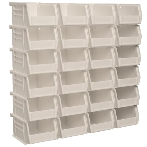 Akro-Mils 30210 AkroBins Plastic Storage Bins, Space-Saving Stackable Bins for Garage, Pantry, Craft Organization, 5" x 4" x 3", Stone, 24-Pack - color: Stone