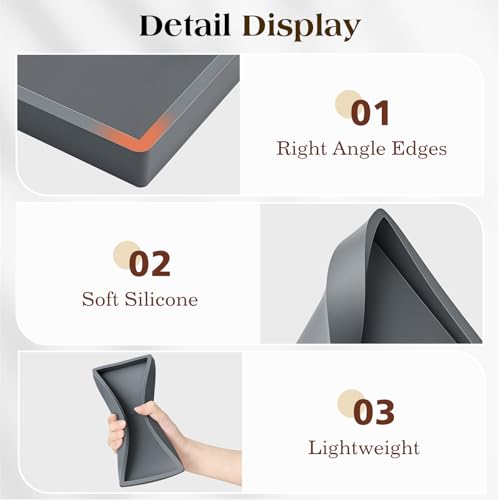 Luxspire Bathroom Vanity Tray, 7.9 x 4 Silicone Kitchen Counter Tray for Soap Dispenser, Bathroom Countertop Organizer for Perfume Soap Towel Bathroom Accessories, 2 Packs, Dark Gray - color: Dark Gray, size: 7.87 × 3.94 × 0.79 in