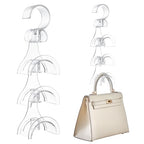 Cozcty Purse Hanger Closet, 2 Pack Clear Purse Organizer for Closet, Heavy Duty Bag Holder with 6 Hooks, Space Saving Hanging Bag Organizers and Storage for Handbags, Totes