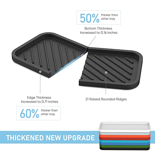 EG-SIPRO Kitchen Sink Organizer Tray,Sponge Holder for Kitchen Sink Bathroom Counter Tray Sponge Caddy Silicone Soap Holder for Soap dispenser, Bottle, Dishwashing Accessories(2-pack) - color: Blbl, size: 10×5.2inch