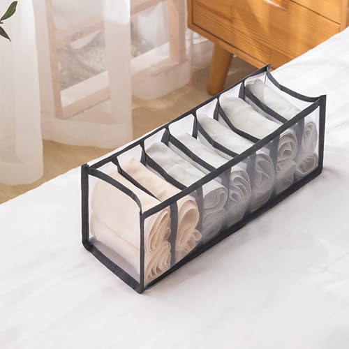 7-Compartment Underwear Storage Box, Foldable Closet Organizer for Bras, Socks, and Accessories, Space-Saving Design, Grey - color: Grey, size: 1.7X1.7X5.7inch