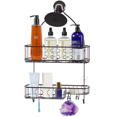 Simple Houseware Bathroom Hanging Shower Head Caddy Organizer, Bronze (26 x 16 x 5.5 inches) - color: Bronze, size: Large
