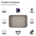 Luxury Leather Valet Tray Desktop Storage Organizer,Bedside Vanity Catchall Tray Nightstand Caddy Holder for Cosmetic,Jewelry,Watch,Keys,Phone,Wallet,Remote Controller,Pen,Gray - color: Gray
