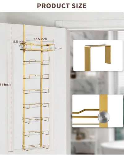 Hanging Towel Racks for Bathroom No Drill - Over The Door 8-Tier Bath Towel Storage Organizer for Small Bathrooms - Back Door Large Tiered Towel Holder Hanger for Rolled Towels RV Camper Gold - color: Gold, size: 8 Tier