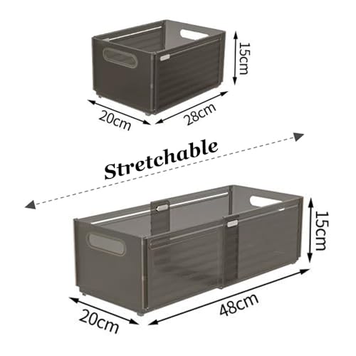 Foldable Storage Bins, 2 Pack Plastic Expandable Boxes for Organizing, Adjustable from 11-18.8" Drawer Organizers Separators Dividers for Bedroom Kitchen Utensils Tools Closet，Large Grey - color: 2 Large Grey