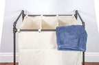028-28003 Modern Industrial Style 3 Section Laundry Sorter, 33.24” W x 17.10” D x 30.50”H, Satin Pewter