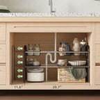 NETEL Under Sink Organizers and Storage, 2 Tier Expandable Under Cabinet Organizer Shelf with 4 Baskets and 4 Panels, Expandable Shelf for Cupboard, Kitchen, Bathroom, Shoe Storage Rack - size: 4 Panels and 4 Baskets