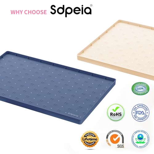 Sdpeia Under Sink Mat 22"×14" Waterproof Silicone Cabinet Liner & Sink Protector for Kitchen & Bathroom, Multi-Purpose Organizers Tray for Pets, Laundry, Cat Litter Mat - color: Abyssal Blue, size: 14"W x 22"L