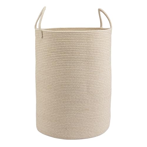 Woven Cotton Rope Laundry basket-16”X22” Laundry Hamper-Rope Storage Basket for Dirty Clothes, Toys and Blankets Perfect for Bathroom, Baby nursery and Living Room Storage (oatmeal, Large) - color: oatmeal, size: Large