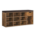 VASAGLE CUSTOS Collection - Storage Bench, Entryway Bench with Cushion, Drawer and Open Compartments, Bench with Storage, Living Room, Bedroom, Closet, Rustic Brown and Chestnut Brown ULHS024T01 - color: Rustic Brown + Chestnut Brown