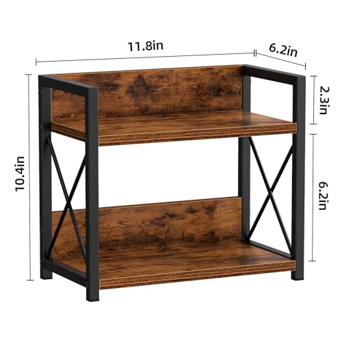 Giikin Countertop Shelf Organizer, 2 Tier Kitchen Spice Rack for Countertop, Wood Coffee Counter Shelf Organizer for Home (Brown, S) - color: Brown, size: Small