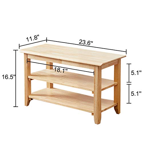 XKZG Storage Bench Wooden Shoe Rack Bench Simple Style Wood Entryway Bench (Natural,23.6") - color: Natural, size: 23.6"W x 11.8"D x 16.5"H