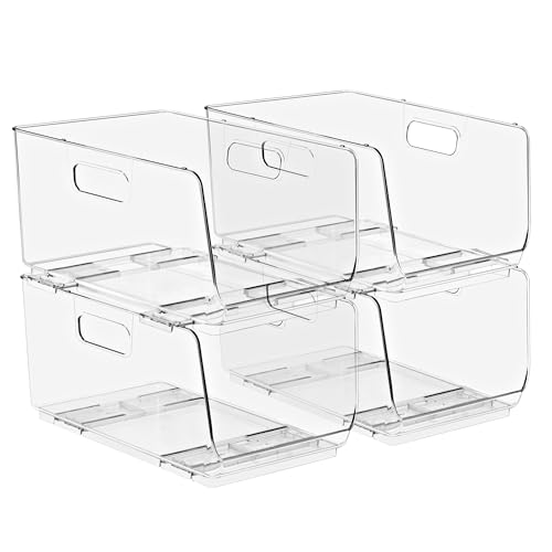 Sorbus Stackable Storage Bins Open Front - Pantry Bins for Storage and Organization for Kitchen - Clear Pantry Organizer Bins (Medium 4 Pack) - size: Medium, style: 4 Pack