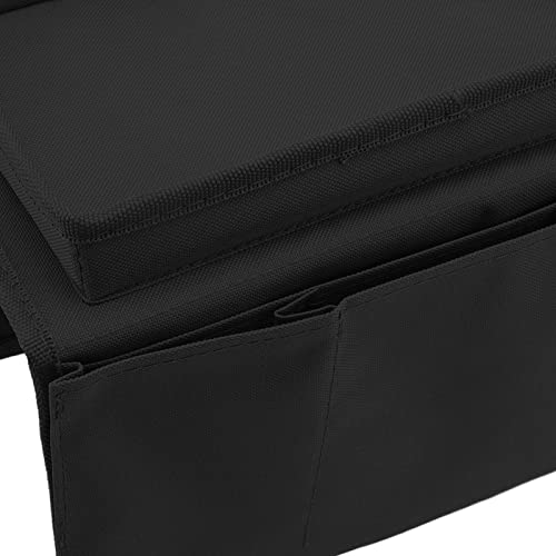 Tiiyee Sofa Armrest Organizer, Couch Side Pockets Chair Armrests Folding Arm Tray Hanging Bed Bag Bedside Storage Holder for Recliner Mattresses Remotes Phone Glasses Magazines with Slots(Black) - color: Black