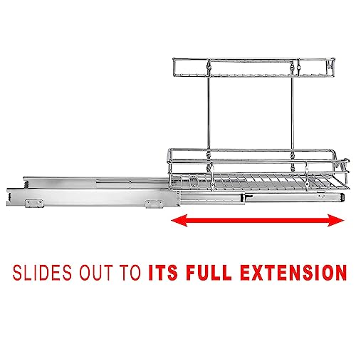 HOLDN’ STORAGE Under Sink Organizers and Storage - 2 Tier slide out Cabinet Organizer With Sliding Drawers For Inside Cabinets- Lifetime Limited Warranty 11" W x 18" D x 15”H, Chrome - size: 11" W x 18" D