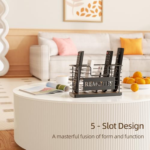 Remote Control Holder, 5-Slot TV Remote Holder Wall Mount, Universal Remote Caddy Large Size Design for Wall Table Living Room Bedroom, Easy Installation - color: Black-5 Slot