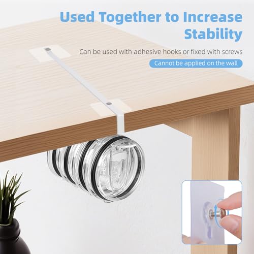 Tumbler Lid Organizer, 2 Pack for Yeti Lid Organizer, Space Saving Water Bottle Lid Holders, Tumbler Lid Holder Up to 12 Lids,No Drilling,Cup Lid Organizers for Kitchen Under Cabinet Storage (White) - color: White
