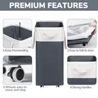 Goodpick Laundry Basket with Wheels, 75L Laundry Hamper for Dirty Clothes, College Dorm Essentials, Clothes Hamper for Livng Room, Grey&White - color: Grey & White