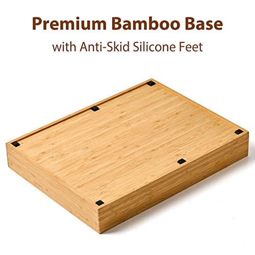Umilife Bamboo Kitchen Drawer Organizer, 13 Inch Silverware Utensil Tray Holder, Extra Deep Grooved Drawer Divider, 7 Slots Total Bamboo Wood Caddy for Flatware Cutlery Knives, Forks, Spoons - size: 13 x 17 Inch (7 Slots)