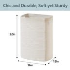 MEGASKET Large Laundry Hamper 16"x13"x22" - Tall Woven Laundry Basket, Cotton Rope Dirty Clothes Hamper, Baby Kids Nursery Wicker Laundry Basket, Bedroom Aesthetic, Soft Laundry Bin, White Hamper, 75L - color: White