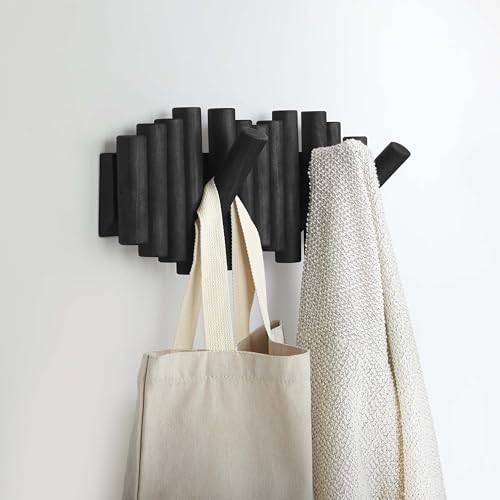 Umbra Picket Rail Hook for Entryways, Black (Pack of 3) - color: Black, size: 5-Hook (Pack of 3)