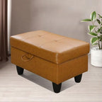 Ottoman Storage Ottoman Bench Faux Leather Footrest Footstool with Hinged Lid for Living Room, Bedroom, Entryway, Ginger, 28.5"X19"X17.5" - color: Ginger