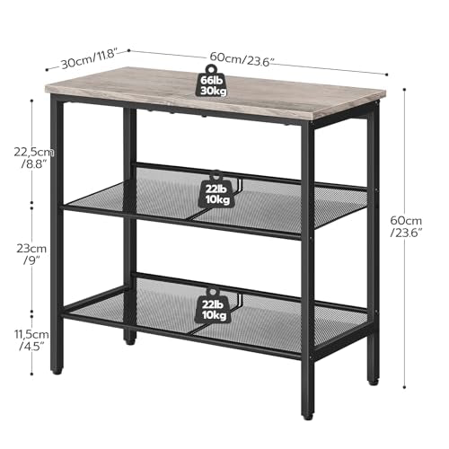 HOOBRO Side Table, 3-Tier Narrow End Table, Nightstand with 2 Flat or Slant Adjustable Shelves for Small Spaces, Hallway, Living Room, Bedroom, Sturdy, Easy Assembly, Greige and Black BG23BZ01G1 - color: Greige + Black