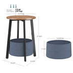 sthmec Small Round Side End Table with Storage Basket, Round Bedside Sofa Couch Coffee Tables for Small Places with Metal Frame, Modern Nighstands for Living Room Bedroom, Rustic Brown - color: Rustic Brown