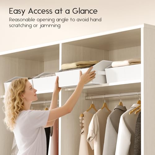 Homsorout Large Closet Organizers and Storage Bins - 8 Pack Trapezoid Storage Baskets for Shelves, Foldable Fabric Baskets with Handles Ideal for Closet, Basket, Wardrobe and Shelf Storage, White - color: White, size: 8 Pack