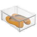 mDesign Plastic Closet Organizer Bin w/Pull Out Drawer - Shallow Stackable Storage for Closet - Organization for Shoes, Clothes, Bags, Totes, and Small Linens - Lumiere Collection - Clear - size: 8 x 12 x 4 (Pack of 1)