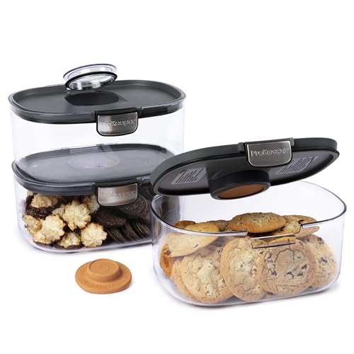Progressive ProKeeper International Airtight Food Storage Container with Terracotta Disk for Freshness, Stackable & Dishwasher Safe, Ideal for Cookies, Baked Goods, & More 3 Quart, 3-Piece - size: 3-Piece, style: 3-Quart Prokeeper