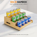 Bamboo Expandable Can Rack Organizer for Pantry, Stackable 3 Tier Canned Food Organizers and Storage, Kitchen Cabinet, Can Holders Dispensers for Pantry Up To 24 Cans