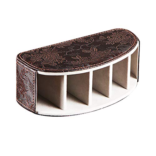 Leather Remote Control Holder,Universal TV Remote Organizer with 5 Compartments,Desktop or Bedside Table Organizer for DVD,Blu-Ray,Gaming and Streaming Remotes,Glasses and Accessories(Antique) - color: Antique