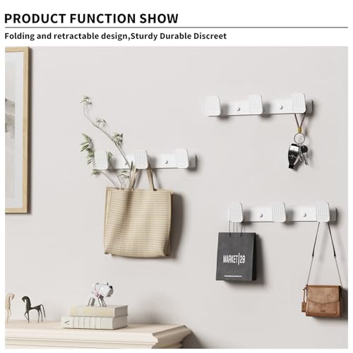 Coat Rack Wall Mount Coat Hooks - White Hook Rack with 3 Hooks Aluminum Wall Rack Hooks for Hanging Coat Hat Bag Towel Hanger Rustproof Coat Holder - color: White, size: Square 3 Hooks 1 Pack