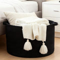 Luxury Little Extra Large Nursery Storage Basket, 22 x 22 x 14 inches - 100% Cotton Rope Baskets with Handles, Blanket Basket for Toys, Blankets & Pillows - Inner Black - color: Pure Black