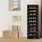 ERONE Shoe Rack with Cover 10 Tier Tall Slim Narrow Shoe Rack Organizer Space-Saving Sturdy Shoe Storage Shelf for Entryway, Closets