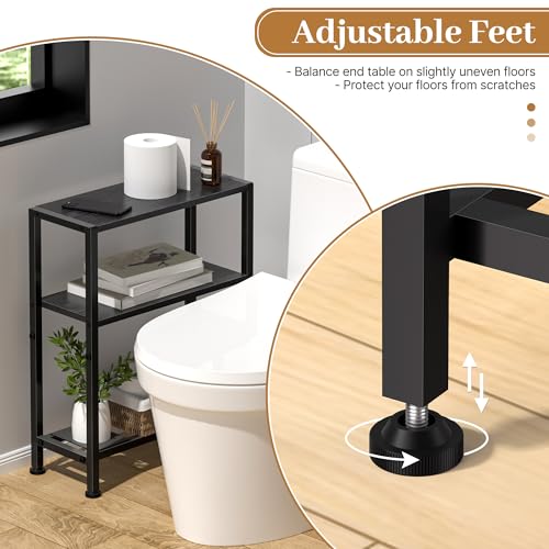 Narrow Side Table for Small Space, 2-Tier Small End Table with Shelf Holder, Slim Nightstand, Skinny Snack Couch Table in Living Room, Bedroom, Study, Kitchen and Balcony (Black) - color: Black