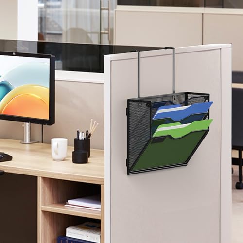 Kuntine.B Wall File Organizer Office Hanging Magazine Holder Wall File Organizer for Office Home (Black, 3 Tier & Hangers) - color: Black, size: 3 Tier & Hangers