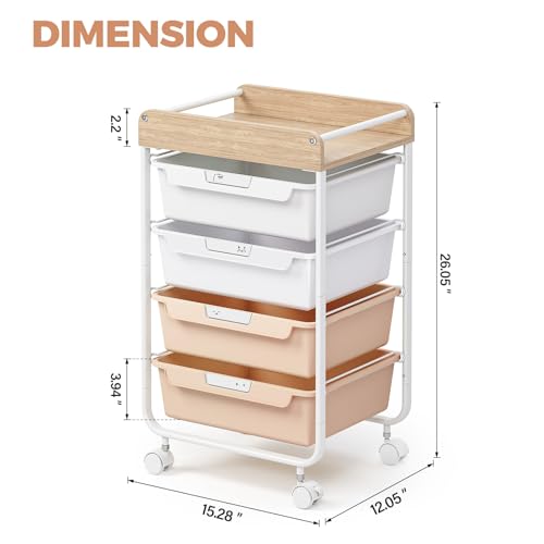 APEXCHASER Utility Cart with 4 Drawers,Rolling Storage Cart for Crafters Artists Kids Teacher Student Storage Arts Crafts & Sewing Study Supplies in Craft Room Dorm Classroom Kids Room-Pearl - color: Pearl, size: 4-Drawers