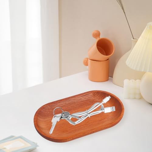 Oval Ring Dish Wood Jewelry Tray Trinket Key Decorative Holder Organizer for Necklace Bracelet Display Wedding Party Decor Serving Dishes 7.09 Inch - color: Oval