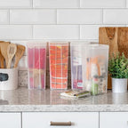IRIS USA Vertical Plastic Flip Top Storage Containers Bins with Lids for Pantry, Home, Office, Organization, Large, Stackable Hinged Organizer with Latches, Clear, 4 Pack - size: Large - 4 Pack