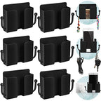 Jetec 6 Pcs Wall Mount Phone Holder Self-Adhesive Wall Beside Organizer Storage Box Plastic Charging Phone Stand Remote Brackets Holder for Bedroom(Black) - color: Black