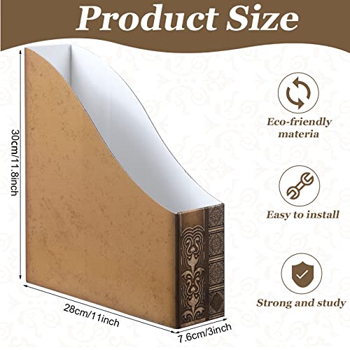 Geetery 6 Pcs File Magazine Organizer 3 x 11 x 12'' Vintage Decorative Classic Books Themed Magazine Holder Easy to Assemble Classic Books Rack File for Shelves Desk Home(Chic)