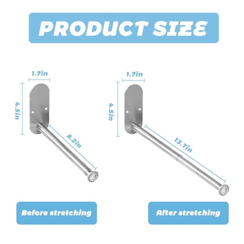 2-Section Stainless Steel Clothes Hanger Storage, Retractable Space Saving Clothes Hanger Storage Organizer, Wall Mount Clothes Rack Organizer, Adhesive or Drilling Installation(Length 13.7") - color: Silver, size: Silver13.7”