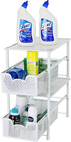 Simple Houseware Stackable Under Sink Cabinet Sliding Basket Organizer Drawer, White - color: White